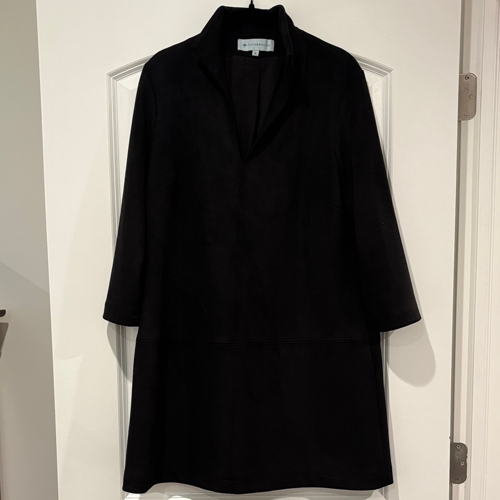 Tuckernuck Black faux suede Long Sleeve dress, medium